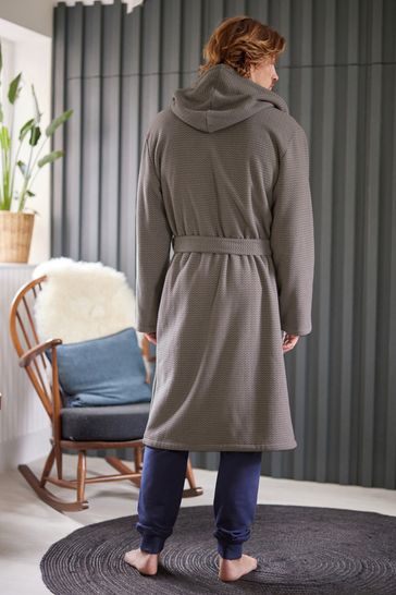 Buy Neutral Borg Lined Hooded Dressing Gown from Next Luxembourg