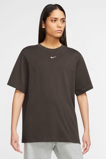 Nike camiseta marrón oversize Mini Swoosh