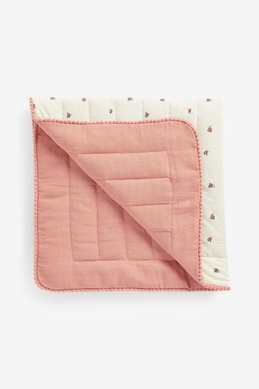 Pink Floral Quilted Baby Blanket