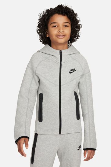 Nike forro polar gris con cremallera a través de la sudadera con capucha