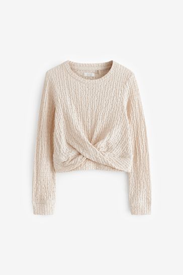 Buy Ecru Cream Textured Wrap Long Sleeve T Shirt 3 16yrs from