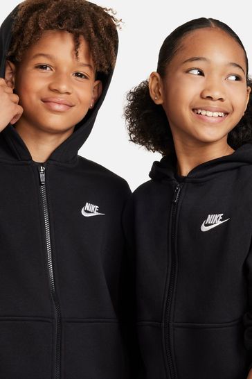 Buy Nike Black Club Fleece Zip Through Hoodie from Next Luxembourg