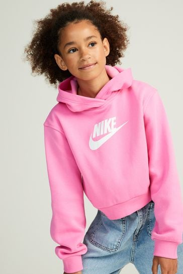 Buy Pink Nike Club Fleece Cropped Hoodie from Next Latvia