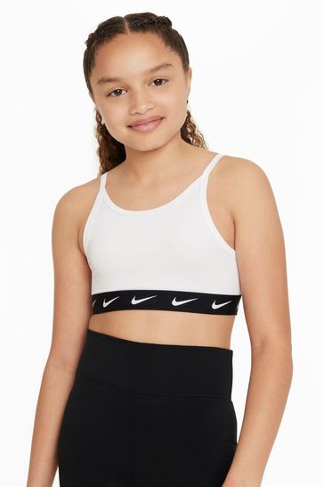 Nike White DriFIT Logo One Sports Bra