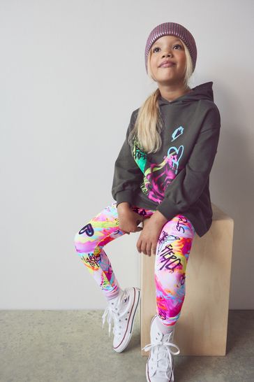 Charcoal Grey Graffiti Hoodie Leggings Set 3 16yrs