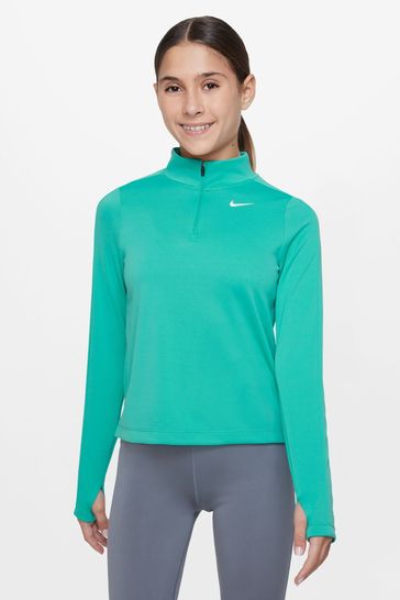 Nike Jade Green Dri-FIT Half Zip Long Sleeve Running Top