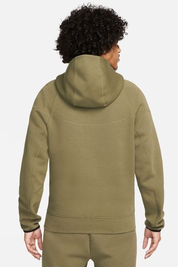 Nike Olive Green Tech Fleece Full Zip Hoodie