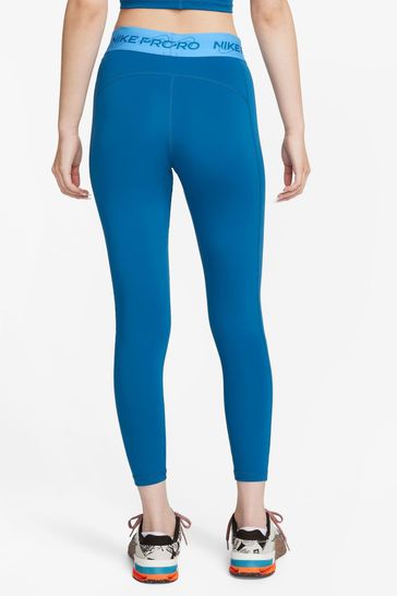 Buy Nike Blue Pro Mid-Rise 7/8 Graphic Training Leggings from Next