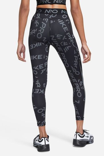 Nike Black Pro High Rise 7 8 All Over Print Leggings