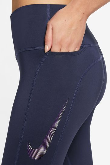 Buy Nike Purple Swoosh Fast Mid Rise 7/8 Running Leggings from Next Germany