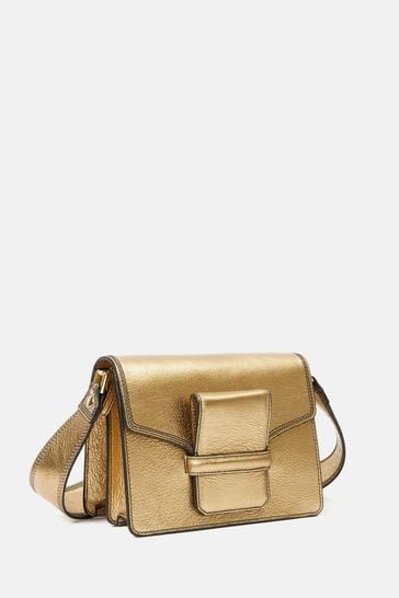 Jigsaw Gold Ada Leather Cross Body Bag