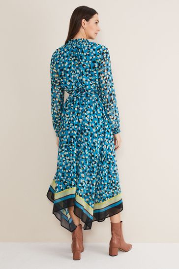 Phase Eight Blue Juno Border Hem Midi Dress
