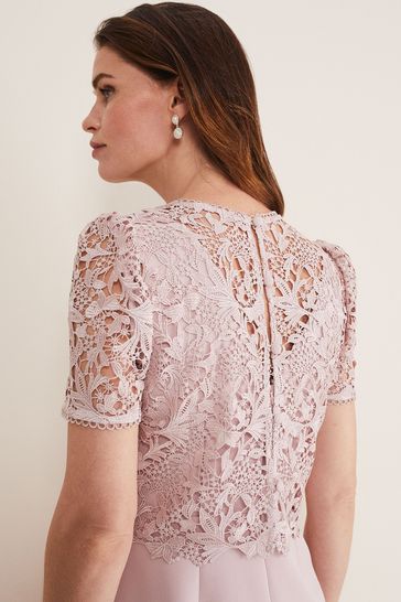 Phase eight trinity corded lace dress dusty rose 2025