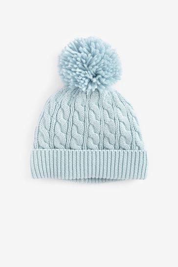 Blue Baby Knitted Pom Hat (0mths-2yrs)