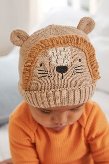 Neutral Baby Knitted Character Beanie Hat (0mths-2yrs)
