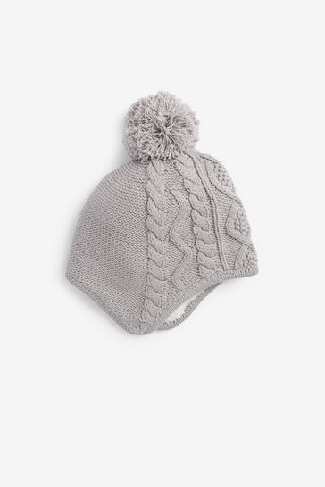 Grey knitted baby discount hat