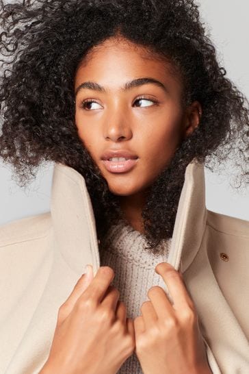 White funnel neck coat outlet