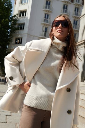 Long beige peacoat shop