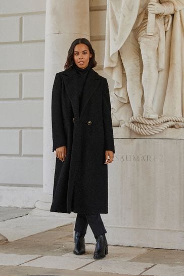 Black boucle coat womens outlet