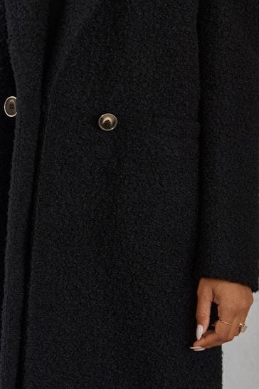 Black boucle longline jacket online