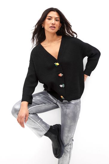 Olivia Rubin Frankie decorative-button cardigan - Black