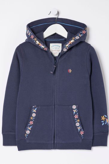 FatFace Blue Embroidered Hoodie