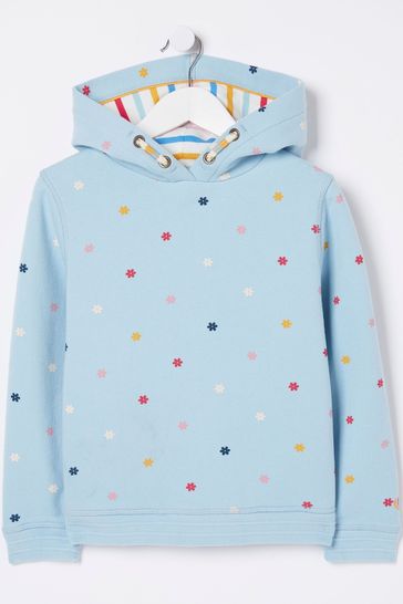 FatFace Blue All Over Flower Print Hoodie
