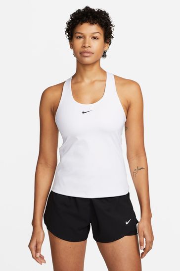 Nike White Medium Swoosh Support Padded Vest With Built In Sports Bra