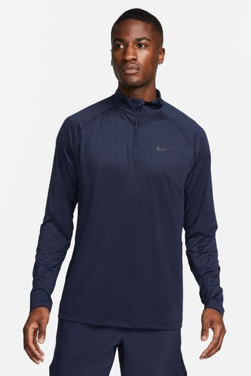 Nike Blue Dri FIT Ready 1 4 Zip Training Top