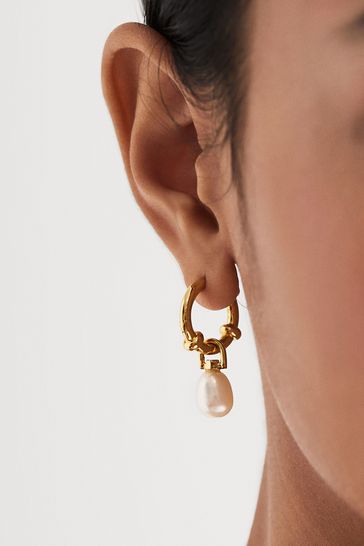 Buy Reiss Cha Cha Maria Black Pearl Hoop Earring from the Laura