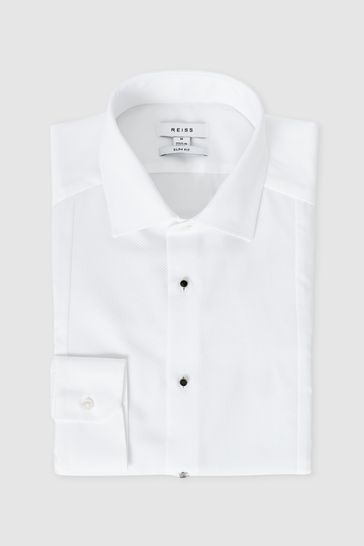 Reiss White Marcel Slim Fit Cotton Marcella Tuxedo Shirt