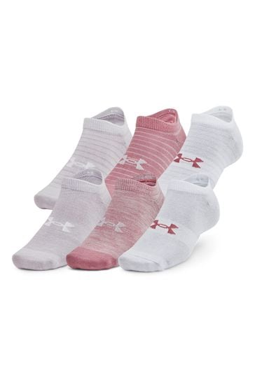 Under Armour Pink Under Armour Essential No Show Socks 6 Pack