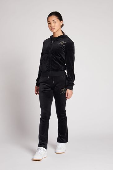 Ladies black velour joggers best sale