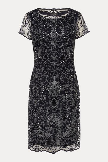 Buy Phase Eight Black White Esme Embroidered Dress from the Next