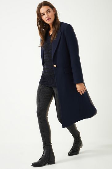 Navy Revere Collar Coat