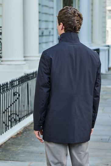 Mens navy sales funnel neck coat