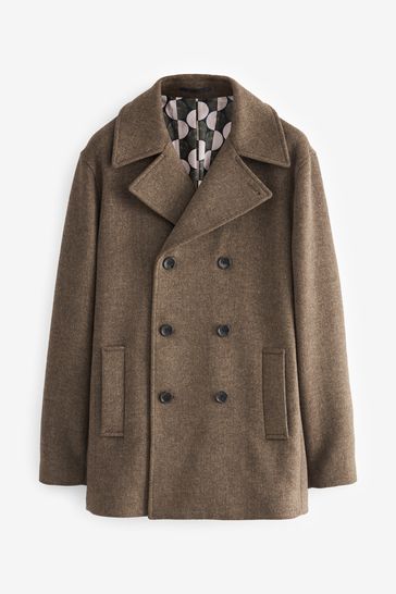 Buy Brown Soft Touch Herringbone Peacoat from Next Belgium