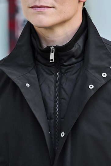 Next black funnel cheap neck coat