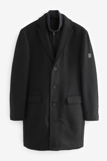 Buy Black Wool Rich Twill Epsom Coat from Next Denmark