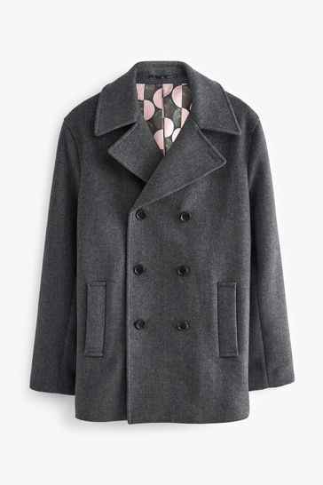 Buy Charcoal Grey Soft Touch Herringbone Peacoat from Next Ireland