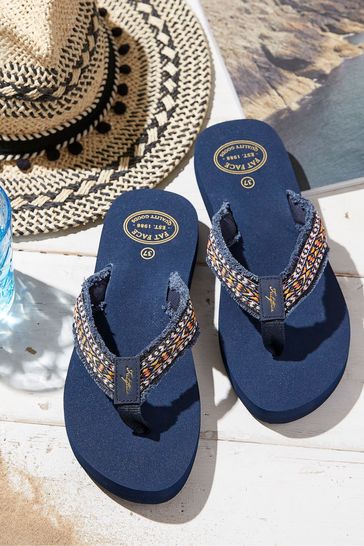 Navy blue rhinestone flip flops sale