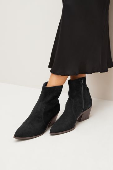 Black Regular/Wide Fit Forever Comfort® Cowboy/Western Ankle Boots