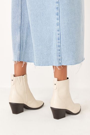 Bone White Forever Comfort Cowboy Western Ankle Boots