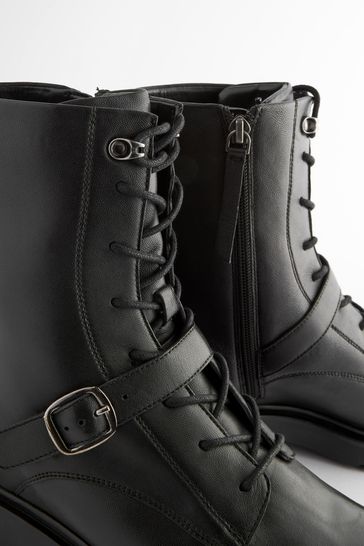 Black short shop boots with laces