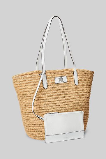 Lauren ralph lauren structured straw mini reese tote sale