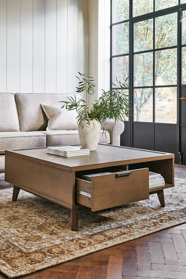 Dark oak coffee table with shop storage