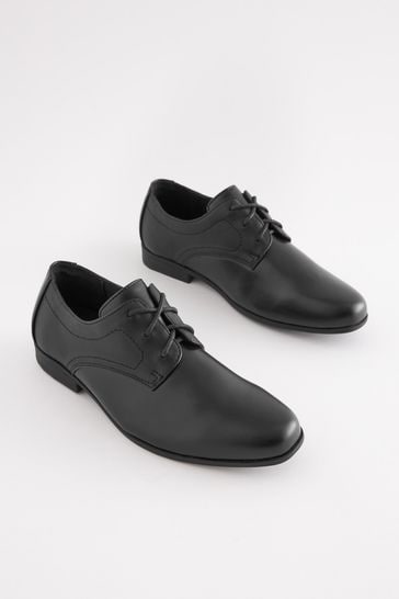 Black Perforated School Lace-Up Shoes