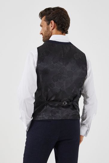 Blue suit top black waistcoat
