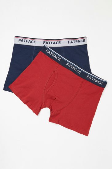 FatFace Red Plain Boxers 2 Pack