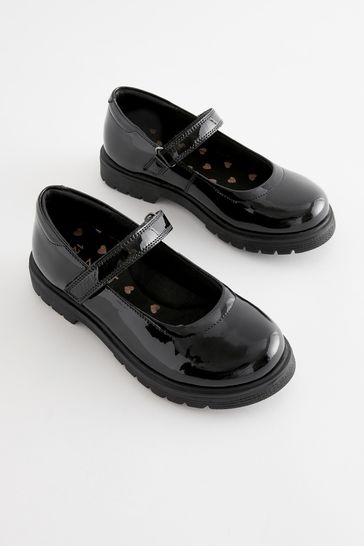 Buy Black Patent Wide Fit G School Leather Chunky Mary Jane